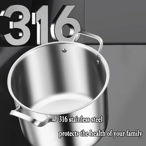 316 Stainless Steel 2.5mm Thick Soup Pot 28cm Inner Diameter Healthy Cooking - Image 6
