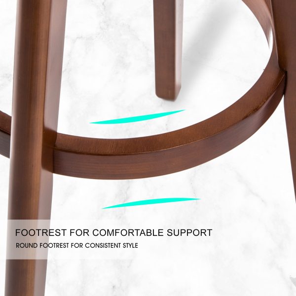 2X Wooden Bar Stool Dining Chair Leather LEILA 72cm BLACK BROWN - Image 6