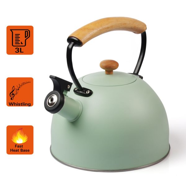 3 Liter Tea Whistling Kettle Stainless Steel Modern Whistling Tea Pot for Stovetop - Image 2