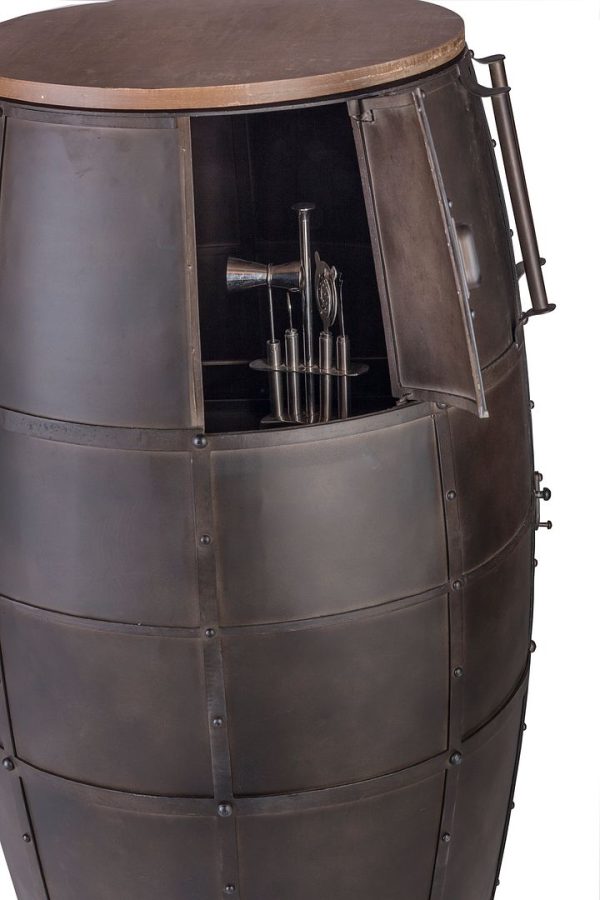 Iron Barrel Shaped Wine Rack Bar Cabinet with Wheels - Image 5