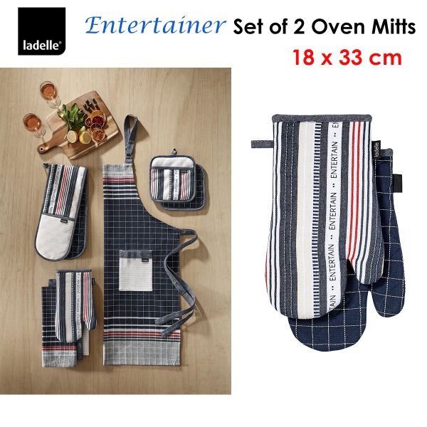 Ladelle Entertainer Charcoal Set of 2 Oven Mitts 18 x 33 cm - Image 2