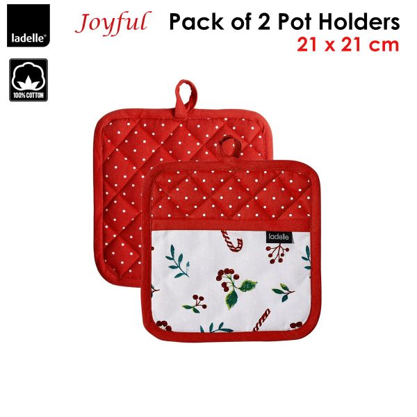Ladelle Joyful Red Set of 2 Pot Holders 21 x 21 cm - Image 2