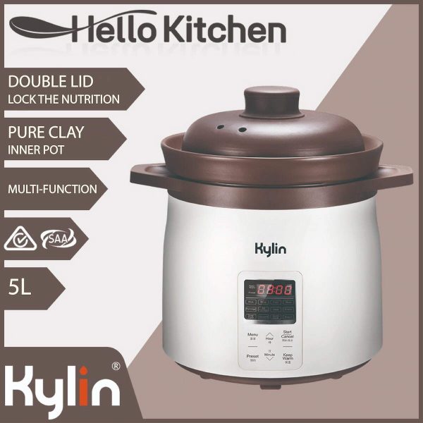 Kylin Electric Purple Clay Pot Slow Cooker 5L - K2021 - Image 2