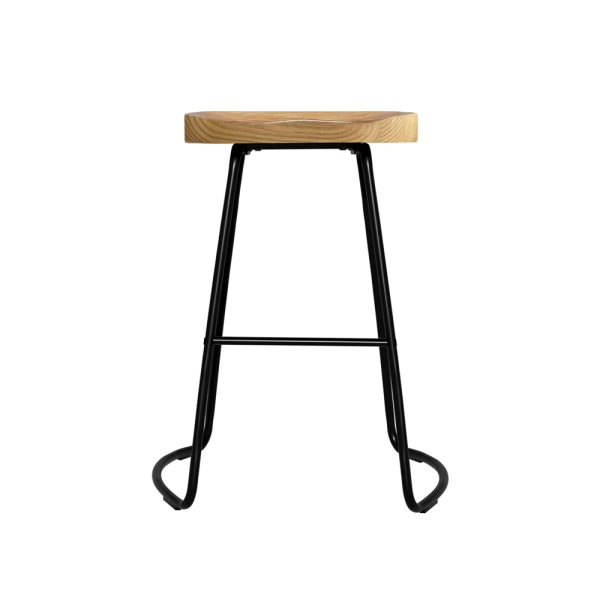 Artiss 2x Bar Stools Tractor Seat 65cm Wooden - Image 3