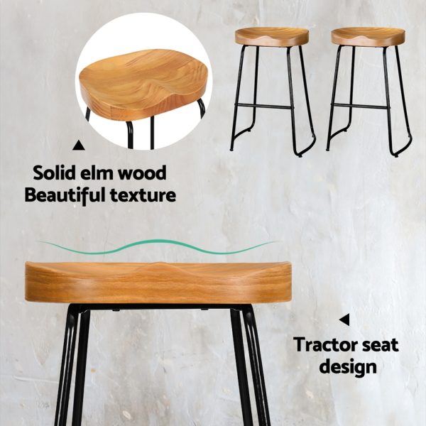 Artiss 4x Bar Stools Tractor Seat 65cm Wooden - Image 5