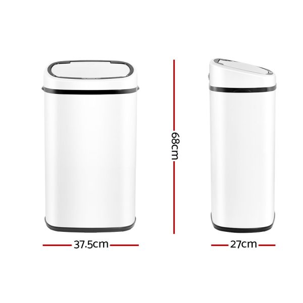 Devanti 58L Motion Sensor Bin Rubbish Automatic White - Image 2