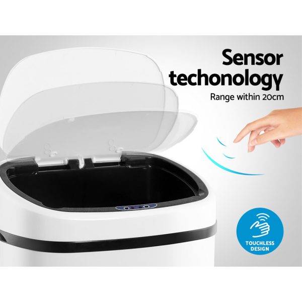 Devanti 58L Motion Sensor Bin Rubbish Automatic White - Image 4