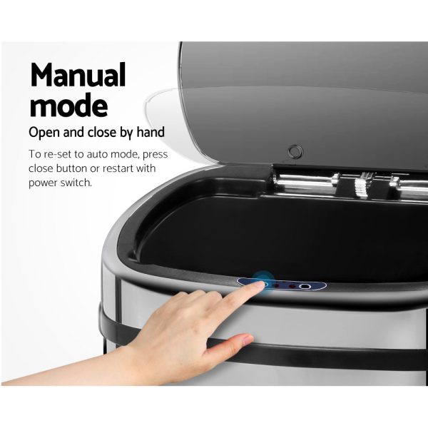 Devanti 68L Motion Sensor Bin Rubbish Automatic Silver - Image 4