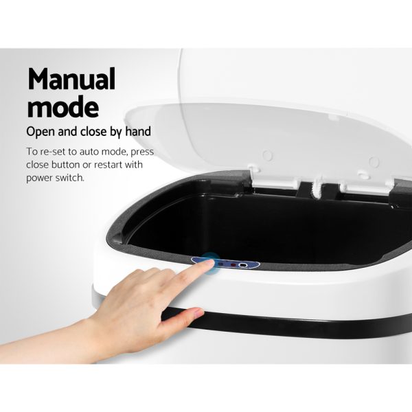 Devanti 68L Motion Sensor Bin Rubbish Automatic White - Image 5