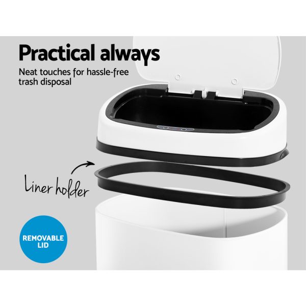 Devanti 68L Motion Sensor Bin Rubbish Automatic White - Image 6