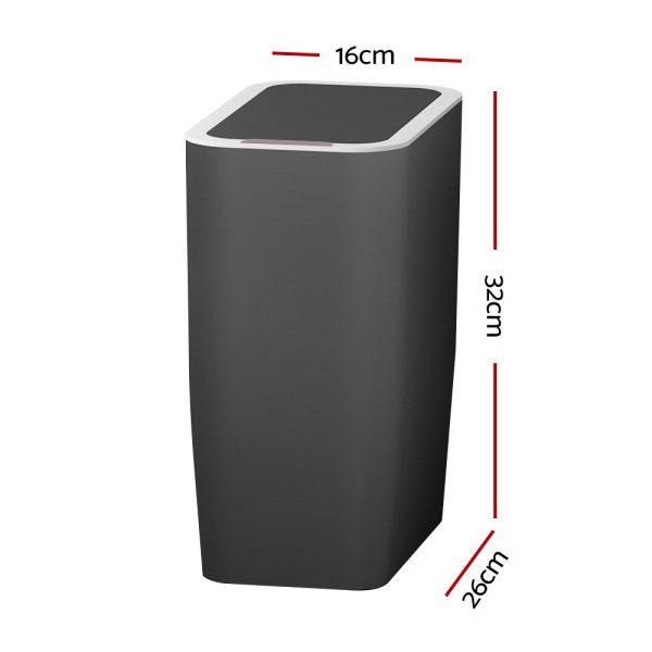 Devanti 9L Motion Sensor Bin Rubbish Automatic Ash Black - Image 2