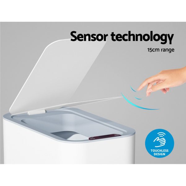 Devanti 9L Motion Sensor Bin Rubbish Automatic White - Image 4