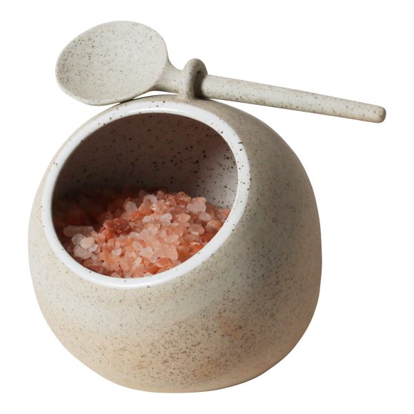 Robert Gordon Stoneware Salt Pig with Ceramic Spoon