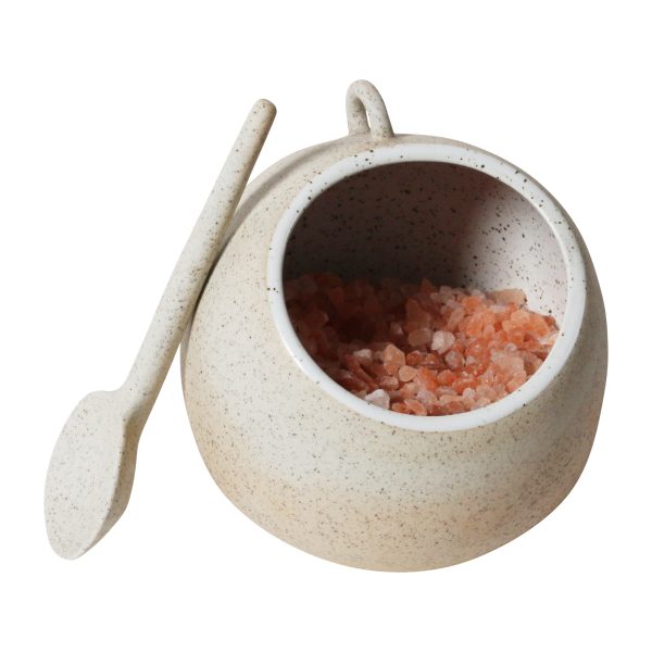 Robert Gordon Stoneware Salt Pig with Ceramic Spoon - Image 2