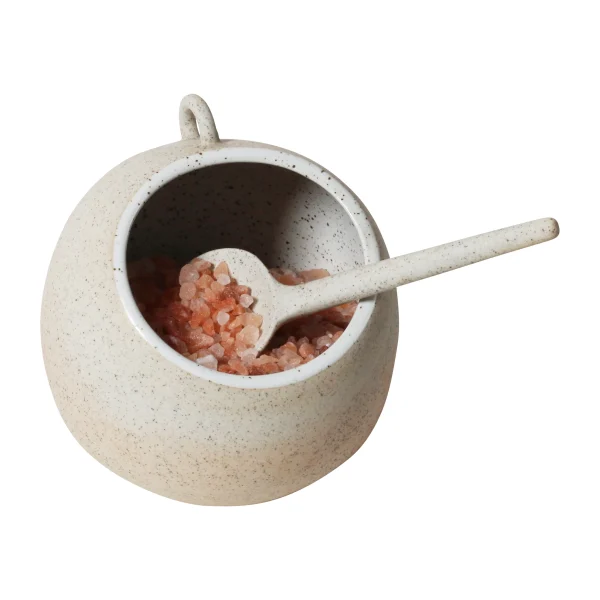 Robert Gordon Stoneware Salt Pig with Ceramic Spoon - Image 3