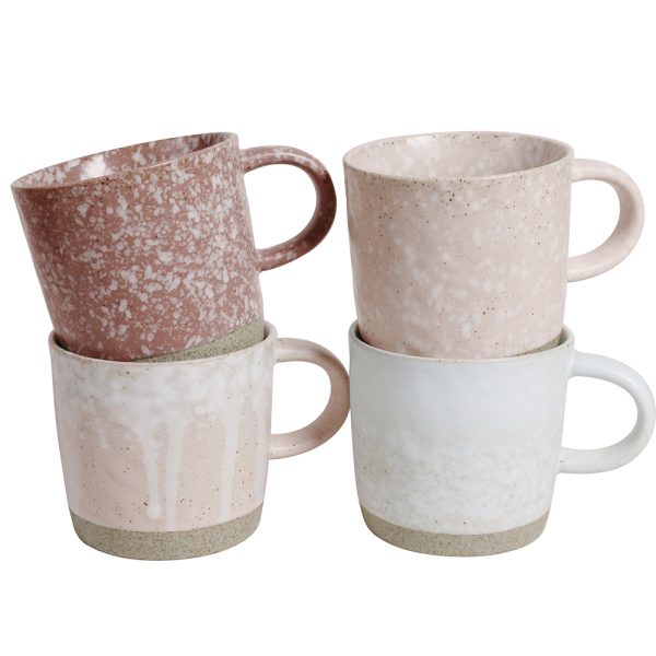 Robert Gordon Stoneware Pink Mugs Set of 4 - Crafted for Everyday Elegance - Image 2