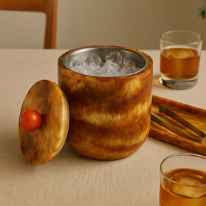 Toffee Resin & Stainless Steel Ice Bucket – Stylish, Insulated Barware for Entertaining