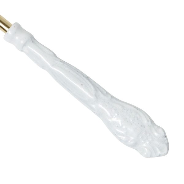 White Enamel Handle Gold Serving Spoons - Image 3