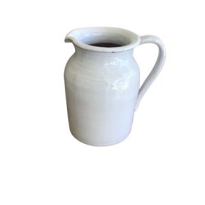 Rustic Terracotta Jug with White Glaze Finish