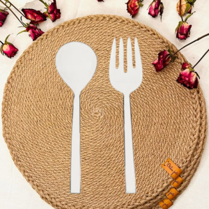 Enamel Salad Servers Fork and Spoon Set