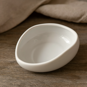 Half Oval Bowl White Glazed Terracotta