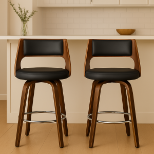 Artiss 2x Bar Stools Swivel Leather Chair 76cm
