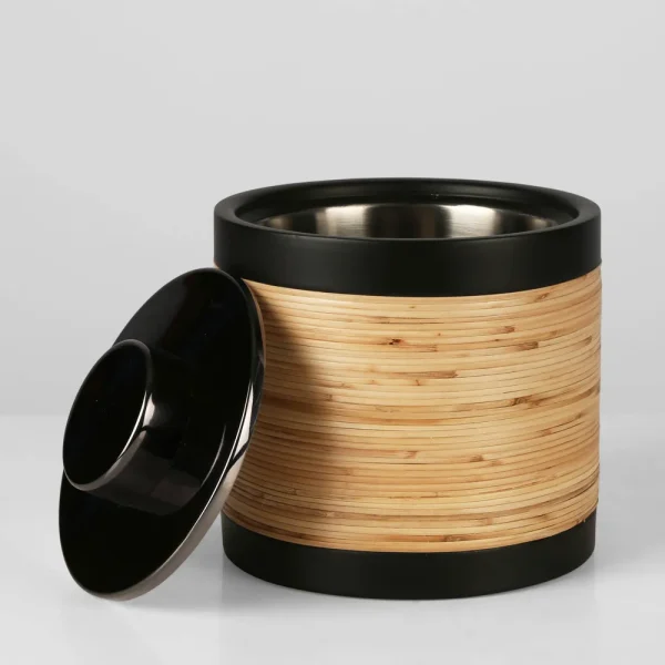 Plantation Ice Bucket & Tong Black & Rattan - Image 3