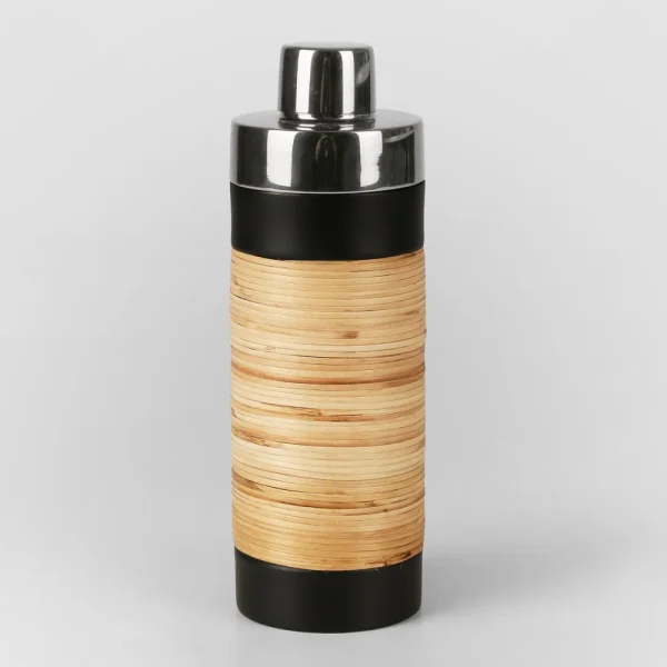Plantation Cocktail Shaker Black & Rattan - Image 2