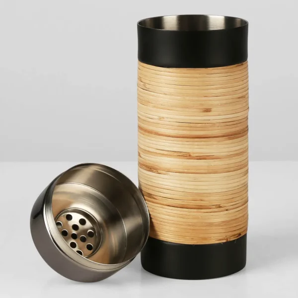 Plantation Cocktail Shaker Black & Rattan - Image 3