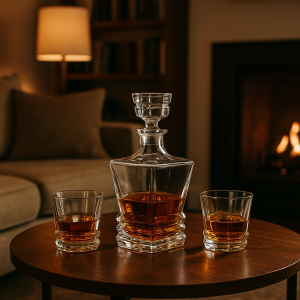 Van Daemon Crystal Whisky Decanter Set – 5 Piece | Elegant Glassware for Whisky Lovers