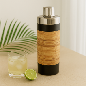 Plantation Cocktail Shaker Black & Rattan
