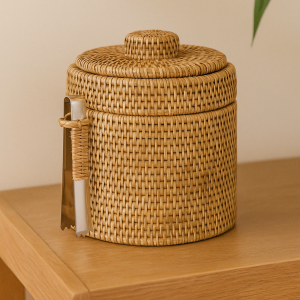 Rattan Ice Bucket with Tong - Natural
