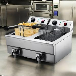 Devanti 20L Electric Commercial Deep Fryer Double Baskets Oil Taps 6000W