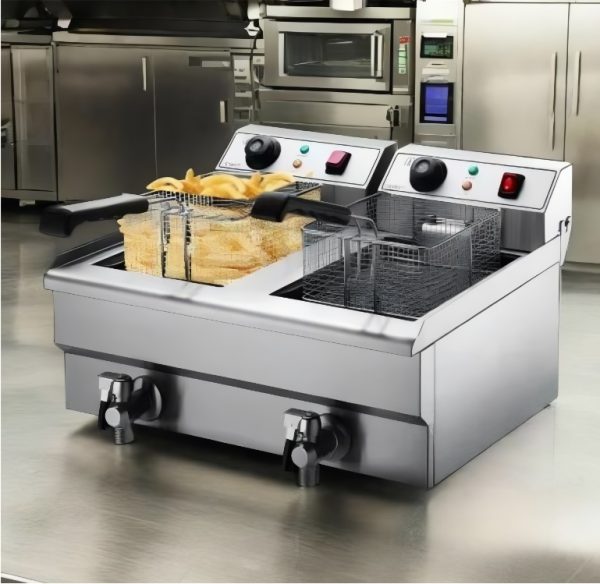 Devanti 20L Electric Commercial Deep Fryer Double Baskets Oil Taps 6000W