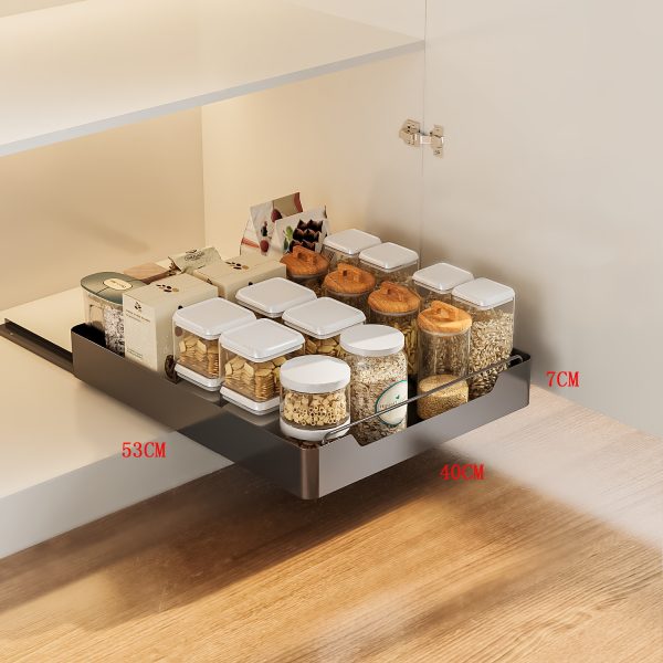 Black Kitchen Cabinet Pull-Out Drawer Organizer - Soft-Close, 53x40x7cm Large Capacity - Image 2