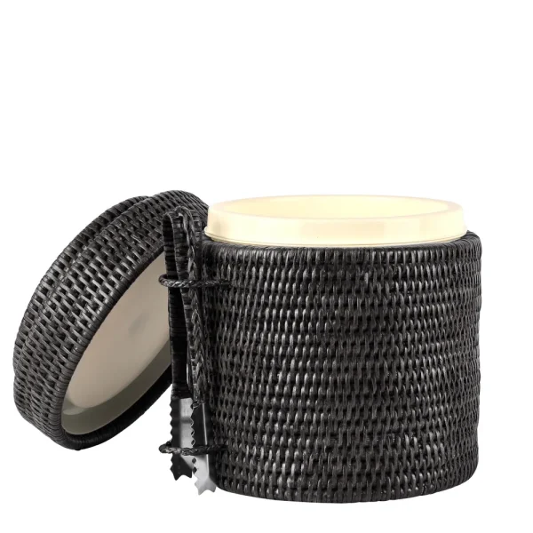 The Ultimate Entertainer’s Secret: Rattan Ice Bucket with Tong - Black - Image 3