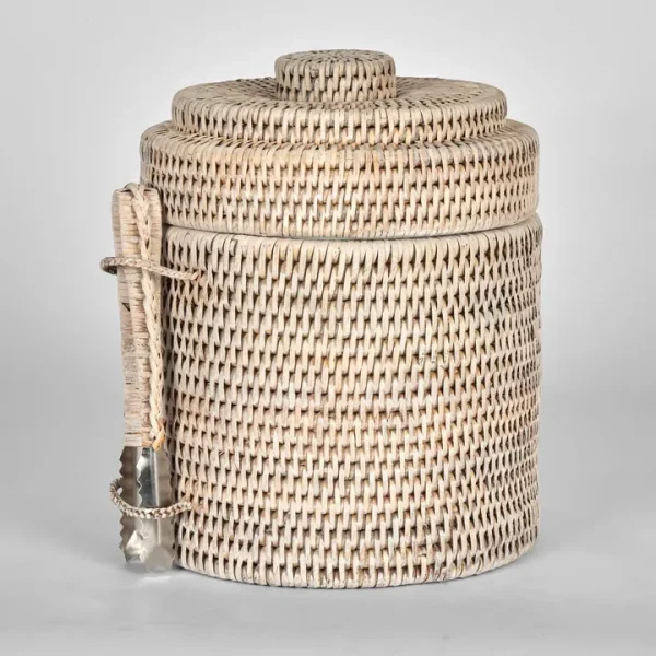 Rattan White Wash Ice Bucket