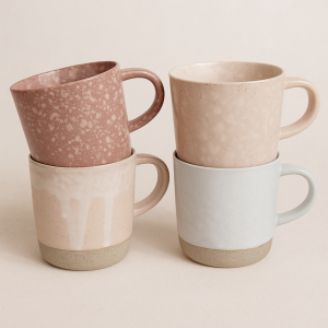 Robert Gordon Stoneware Pink Mugs Set of 4 - Crafted for Everyday Elegance