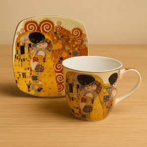 The Kiss Fine Bone China Cup & Saucer Set of 2 – Artistry Meets Elegance