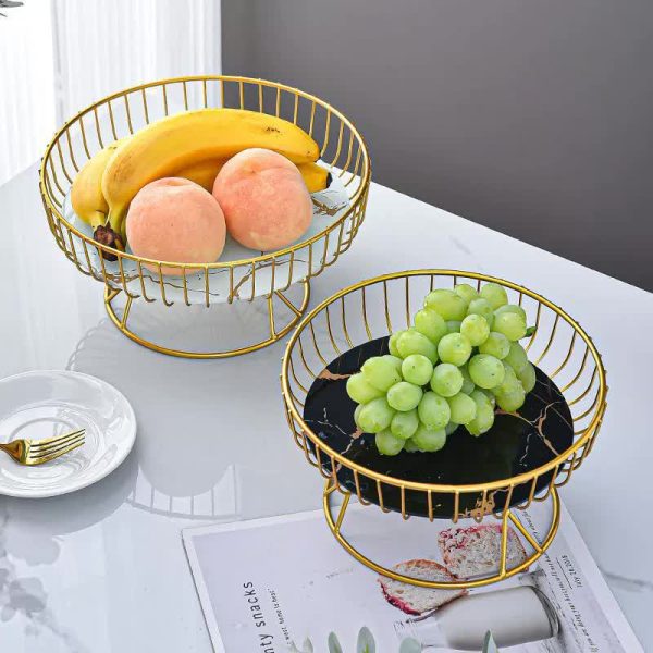 Elegant Glass Round Serving Tray with Gold-Finished Iron Frame White - Image 4