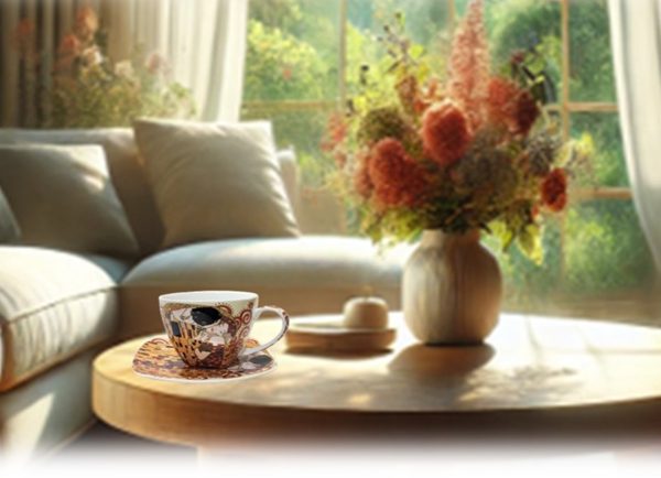 The Kiss Fine Bone China Cup & Saucer Set of 2 – Artistry Meets Elegance - Image 4