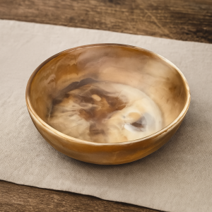 Halo Swirl Resin Serving Bowl – Latte - Effortlessly Stylish for Any Table