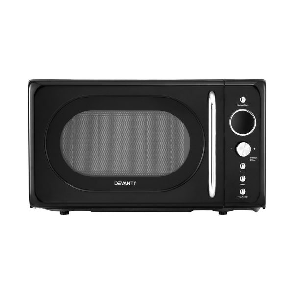 Devanti 20L Digital Microwave Oven – Black | 8 Auto Cook Menus, Quick Defrost, Child Lock