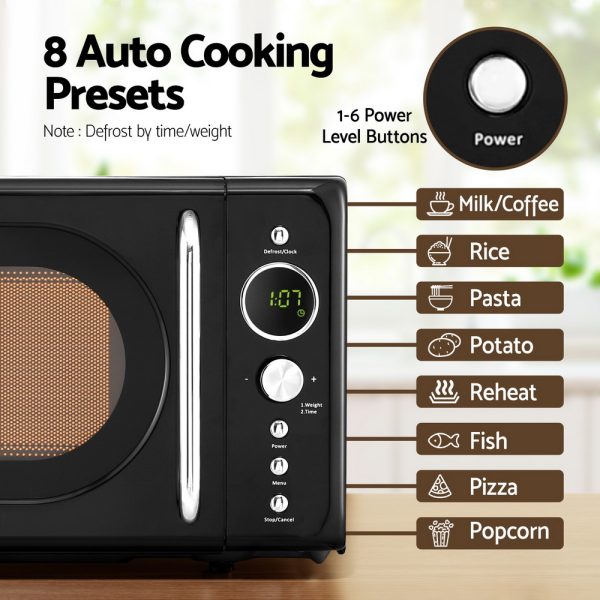 Devanti 20L Digital Microwave Oven – Black | 8 Auto Cook Menus, Quick Defrost, Child Lock - Image 4