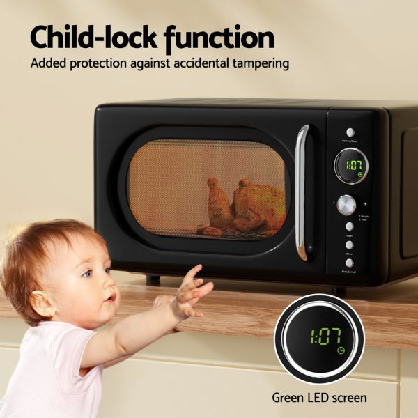 Devanti 20L Digital Microwave Oven – Black | 8 Auto Cook Menus, Quick Defrost, Child Lock - Image 6