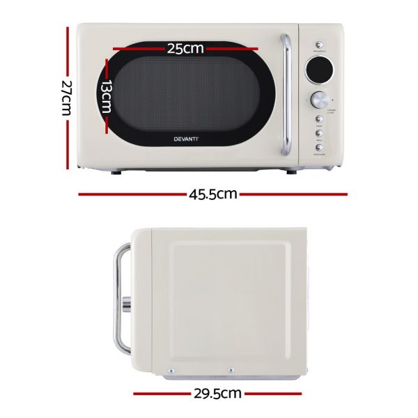 Devanti 20L Digital Microwave Oven – Cream | 8 Auto Cook Menus, Quick Defrost, Child Lock - Image 2