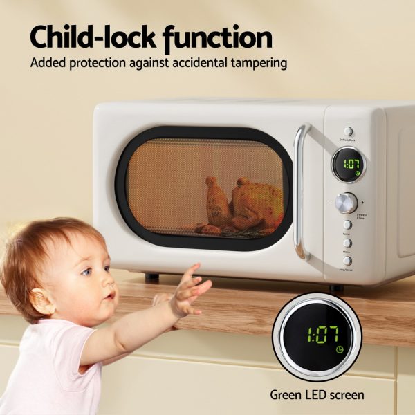 Devanti 20L Digital Microwave Oven – Cream | 8 Auto Cook Menus, Quick Defrost, Child Lock - Image 4