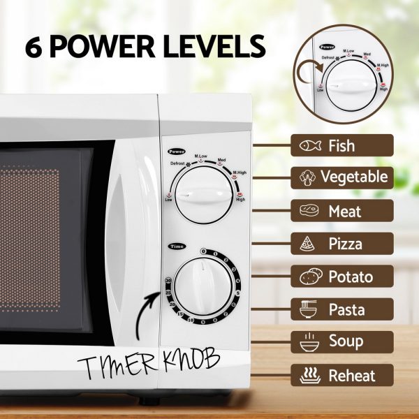 Devanti White Microwave Oven 20L – Stylish, Space-Saving Kitchen Essential - Image 3