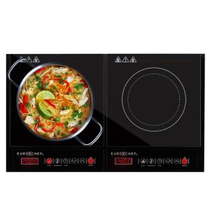 EuroChef Portable Commercial Electric Induction Dual Cooktop 2000W + 1400W | Fast, Safe Cooking
