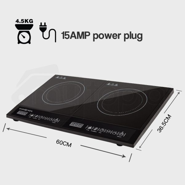 EuroChef Portable Commercial Electric Induction Dual Cooktop 2000W + 1400W | Fast, Safe Cooking - Image 9